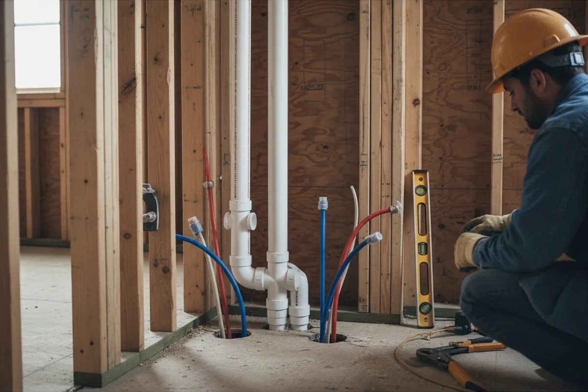 Drain and supply rough-in during Drain Cleaning in Beverly Hills